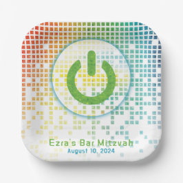 Rainbow Pixel Videogame Gamer Bar Mitzvah Papieren Bordje