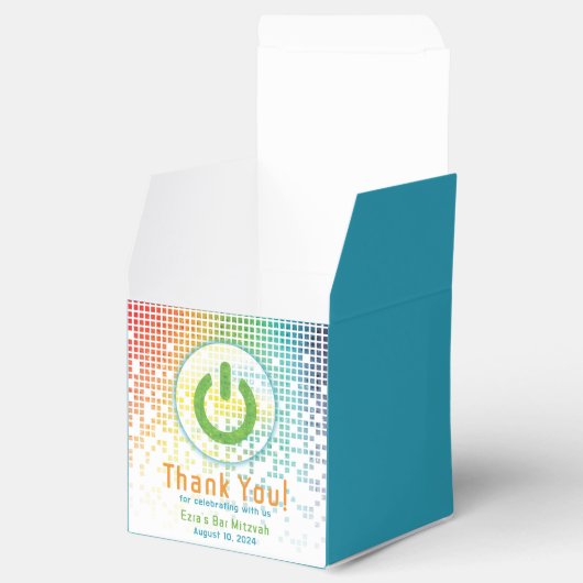 Rainbow Pixels Videogame Gamer Bar Mitzvah Bedankdoosjes (Geopend)