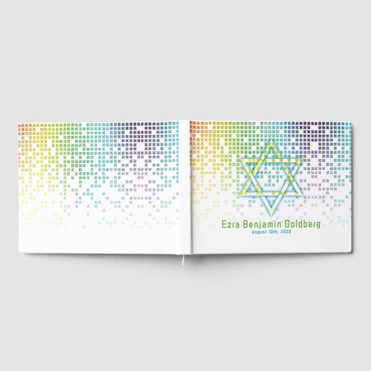 Rainbow Pixels Videogame Gamer Bar Mitzvah Gastenboek (Volledig)
