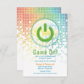 Rainbow Pixels Videogame Gamer Bar Mitzvah Informatiekaartje (Voorkant / Achterkant)