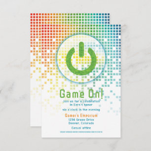 Rainbow Pixels Videogame Gamer Bar Mitzvah Informatiekaartje
