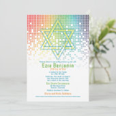 Rainbow Pixels Videogame Gamer Bar Mitzvah Kaart (Staand voorkant)
