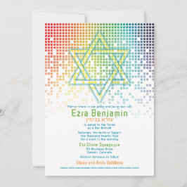 Rainbow Pixels Videogame Gamer Bar Mitzvah Kaart