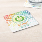 Rainbow Pixels Videogame Gamer Bar Mitzvah Kartonnen Onderzetters (Schuin)