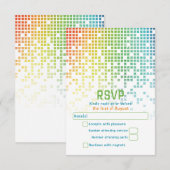 Rainbow Pixels Videogame Gamer Bar Mitzvah RSVP Kaartje (Voorkant / Achterkant)