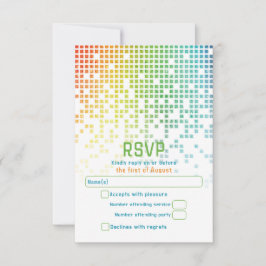 Rainbow Pixels Videogame Gamer Bar Mitzvah RSVP Kaartje