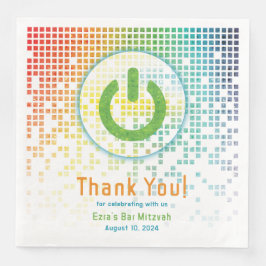 Rainbow Pixels Videogame Gamer Bar Mitzvah Servet