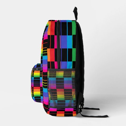 Rainbow Plaid Backpack With Black Detail Bedrukte Rugzak (Rechts)