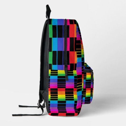 Rainbow Plaid Backpack With Black Detail Bedrukte Rugzak (Links)