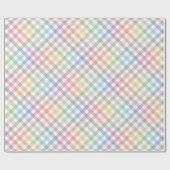 Rainbow plaid gingham schattig kleurrijk pastel cadeaupapier (Vlak)