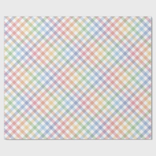 Rainbow plaid gingham schattig kleurrijk pastel cadeaupapier (Vlak)
