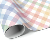 Rainbow plaid gingham schattig kleurrijk pastel cadeaupapier (Rol Hoek)