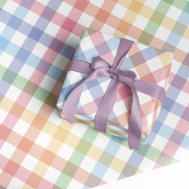 Rainbow plaid gingham schattig kleurrijk pastel cadeaupapier