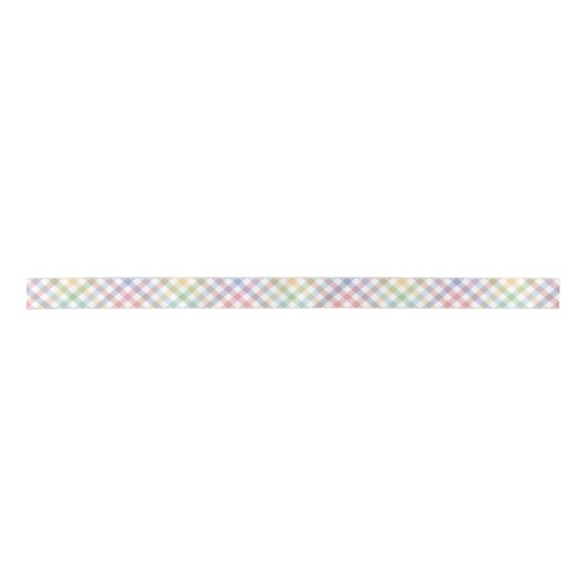 Rainbow plaid gingham schattig pastel satijnen lint (Voorkant)