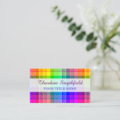 Rainbow Plaid Helder Kleurrijk Geruite Visitekaartje (Staand voorkant)