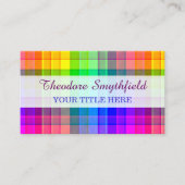 Rainbow Plaid Helder Kleurrijk Geruite Visitekaartje (Voorkant)