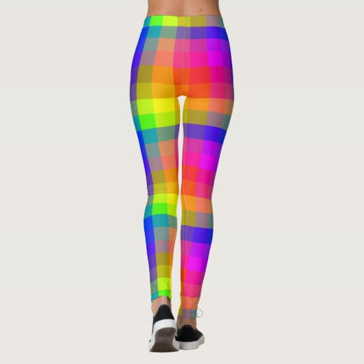 Rainbow Plaid Leggings Leuk en Flashy (Achterkant)