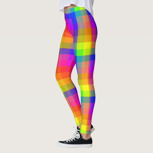 Rainbow Plaid Leggings Leuk en Flashy (Links)