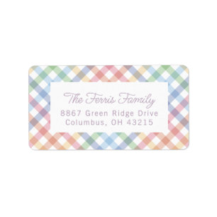 Rainbow plaid leuk baby shower retour adres etiket