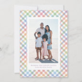 Rainbow plaid lijst kleurrijke pastel Pasen Feestdagenkaart (Voorkant)