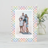 Rainbow plaid lijst kleurrijke pastel Pasen Feestdagenkaart (Staand voorkant)