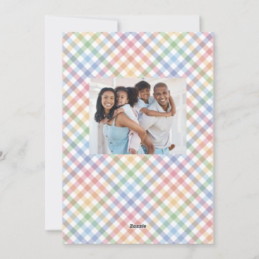 Rainbow plaid lijst kleurrijke pastel Pasen Feestdagenkaart (Achterkant)