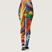Rainbow Plaid Modern Abstract wervelend Leggings (Achterkant)