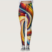 Rainbow Plaid Modern Abstract wervelend Leggings (Voorkant)