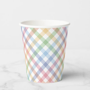 Rainbow plaid pastel gingham schattig eenvoudige l papieren bekers