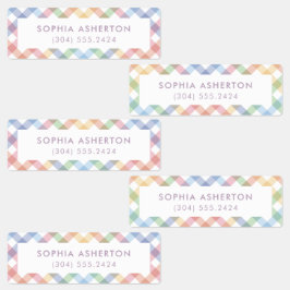 Rainbow plaid schattig eenvoudig gepersonaliseerd  labels