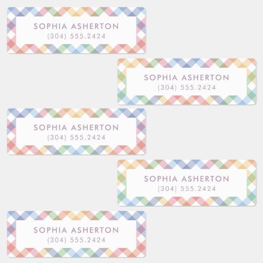 Rainbow plaid schattig eenvoudig gepersonaliseerd  labels (Groep)