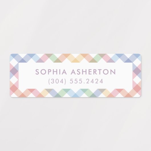 Rainbow plaid schattig eenvoudig gepersonaliseerd  labels (Design 1)
