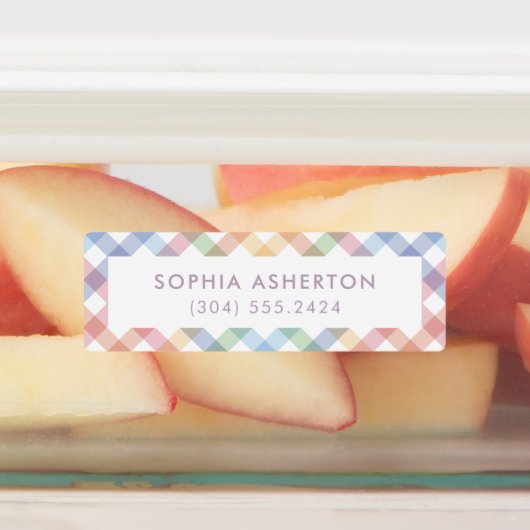 Rainbow plaid schattig eenvoudig gepersonaliseerd  labels (Aangebracht)
