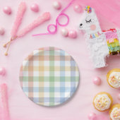Rainbow plaid schattig eenvoudige pastel gingham papieren bordje (Feest)