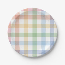 Rainbow plaid schattig eenvoudige pastel gingham papieren bordje