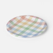 Rainbow plaid schattig eenvoudige pastel gingham papieren bordje (Gekanteld)