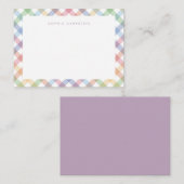 Rainbow plaid schattig pastel gepersonaliseerd kin notitiekaartje (Voorkant / Achterkant)