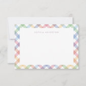 Rainbow plaid schattig pastel gepersonaliseerd kin notitiekaartje (Voorkant)
