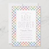 Rainbow plaid schattig pastel gingham baby shower kaart (Voorkant)