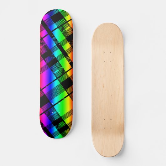 Rainbow Plaid Skateboard Deck (Voorkant)