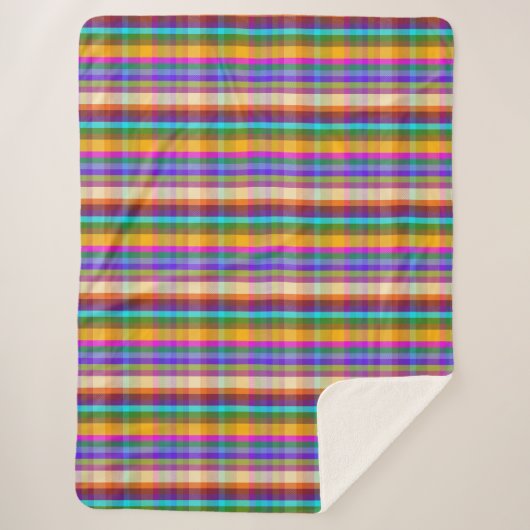 Rainbow Plaid UDR Sherpa Deken (Voorkant)