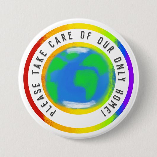 Rainbow Planet Earth Respect Home Statement Button (Voorkant)