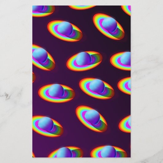 Rainbow Planets Pattern Briefpapier (Achterkant)