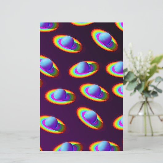 Rainbow Planets Pattern Briefpapier (Staand voorkant)