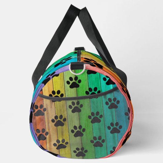 Rainbow Plank Paw Print Pet Weekender Plunjezak (Rechts)