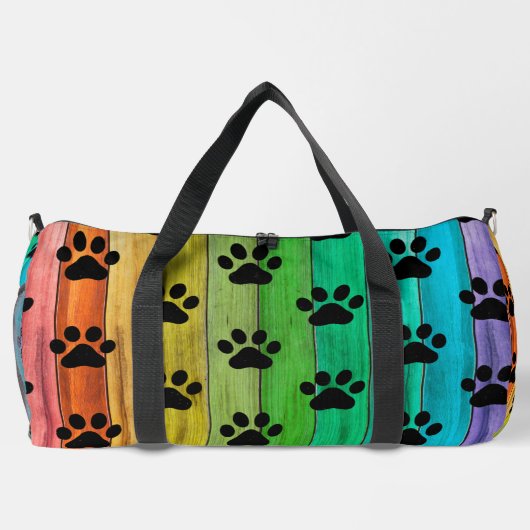 Rainbow Plank Paw Print Pet Weekender Plunjezak (Achterkant)
