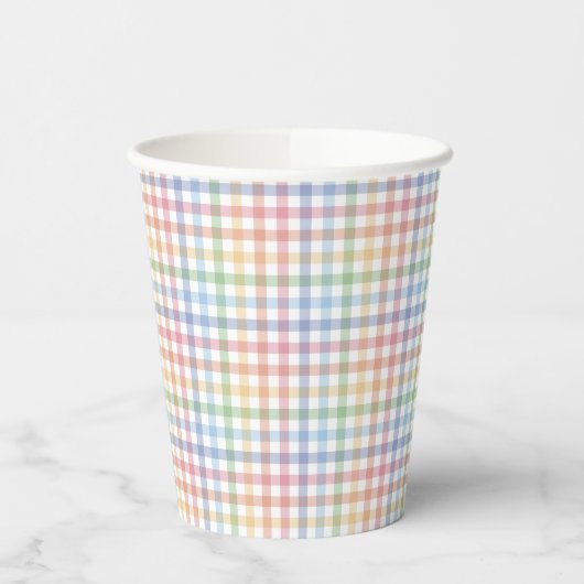 Rainbow pleid pastel gingham schattig Pasen Papieren Bekers (Links)