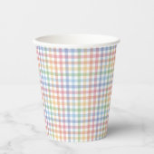 Rainbow pleid pastel gingham schattig Pasen Papieren Bekers (Voorkant)