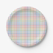Rainbow pleid pastel gingham schattig Pasen Papieren Bordje (Voorkant)