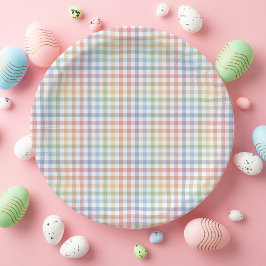 Rainbow pleid pastel gingham schattig Pasen Papieren Bordje